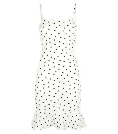 White Spot Peplum Midi Dress | New Look