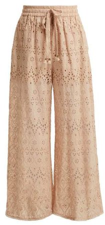 Bayou Cotton And Silk Blend Trousers - Womens - Nude