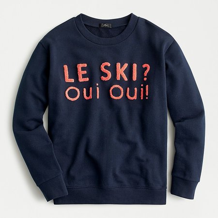 J.Crew: Le Ski Oui Oui Embroidered Terry Sweatshirt