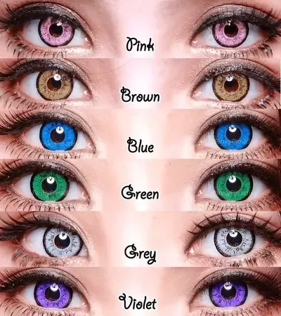 pink brown blue green grey and violet purple eyes contact