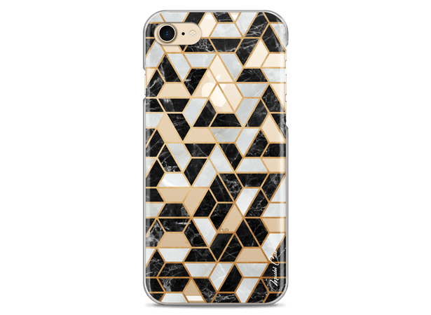 Coque iPhone 7/8 Black & Gray mosaic geometric marble | Master Case