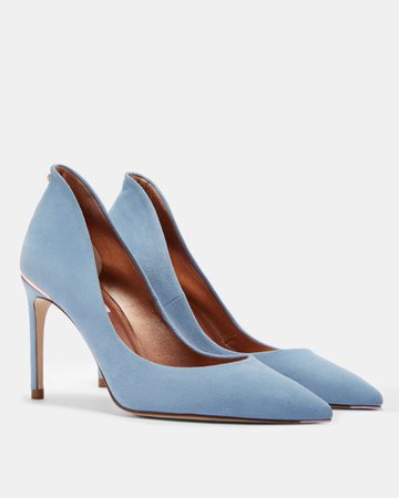 Curved high back suede courts - Pale Blue | Shoes | Ted Baker UK