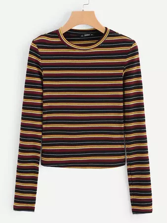 Colorful Striped Ribbed Tee