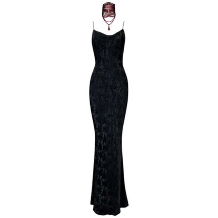 S/S 1998 Christian Dior John Galliano Runway Black Silk Extra Long Slip Dress For Sale at 1stDibs