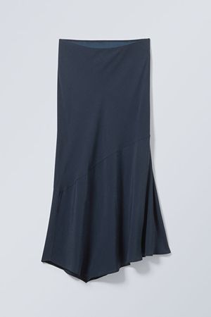 Asymmetric Midi Skirt - Dark Blue - Weekday WW