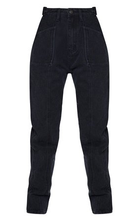 Washed Black Pocket Detail Straight Leg Jeans | PrettyLittleThing USA