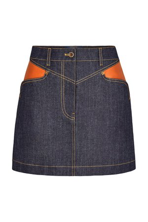 Denim Mini Skirt With Leather Patches - Ready-to-Wear | LOUIS VUITTON ®