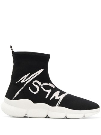 Black MSGM Logo Sneakers Sneakers | Farfetch.com