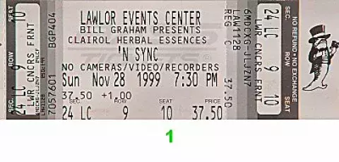 *NSYNC Vintage Concert Vintage Ticket from Lawlor Events Center, Nov 28, 1999 at Wolfgang's