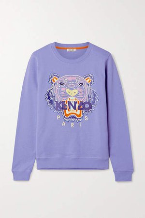 Embroidered Cotton-jersey Sweatshirt - Blue