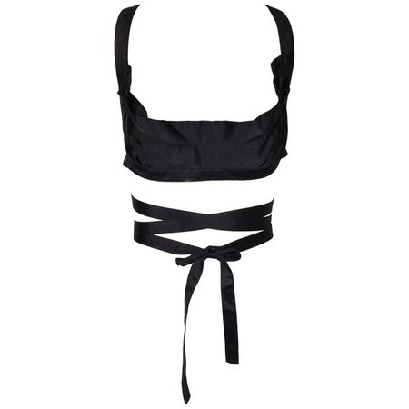 1990's Vivienne Westwood Couture Black Silk Ballet Wrap Bra Crop Top For Sale at 1stdibs