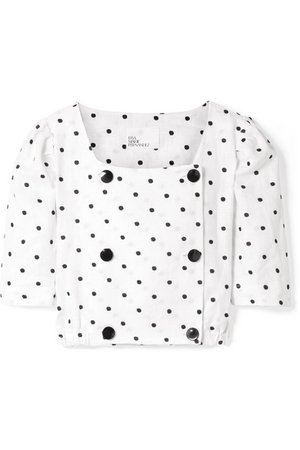 Lisa Marie Fernandez | Diana double-breasted embroidered polka-dot linen top | NET-A-PORTER.COM