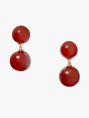 dark red double stud earrings