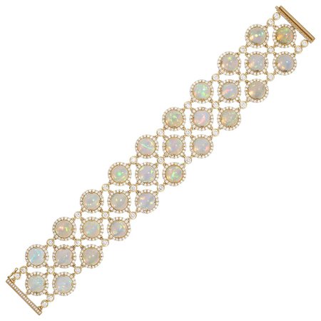 Goshwara Opal With Diamond Bracelet For Sale at 1stDibs | opal tennis bracelet