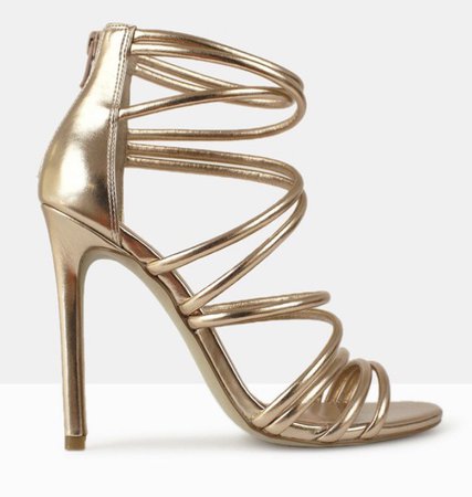 betts gold strappy heels