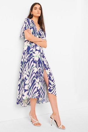 Diah Crepe Faux Wrap Belted Dress