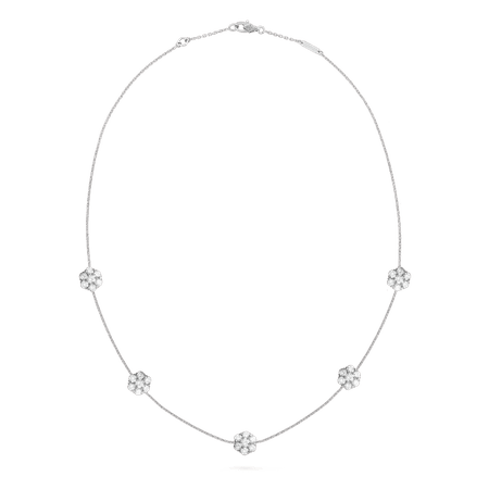 Fleurette necklace, 5 flowers, large model White gold, Diamond - Van Cleef & Arpels