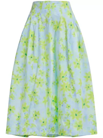 Marni A-line floral-print Cotton Midi Skirt - Farfetch