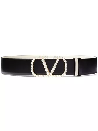 Valentino Garavani VLogo faux-pearl Leather Belt - Farfetch