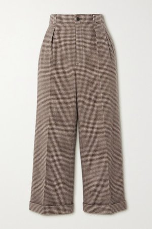 High-rise checked wool wide-leg pants in multicoloured - Saint Laurent