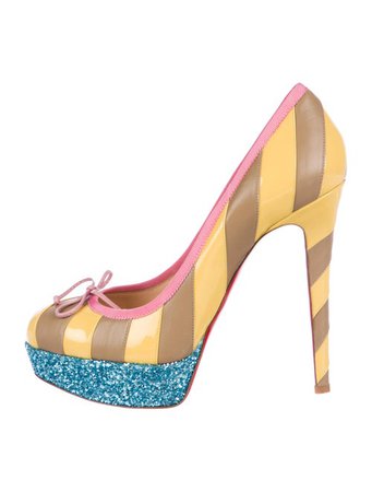 Christian Louboutin Leather Glitter-Trimmed Pumps - Shoes - CHT117539 | The RealReal