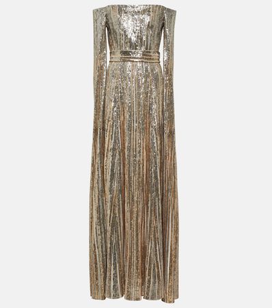 Embellished Off Shoulder Gown in Metallic - Elie Saab | Mytheresa