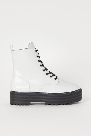 Высокие ботинки на платформе - Белый - | H&M RU