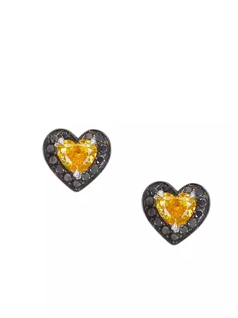 Coomi Trinity 18K White Gold & Diamond Heart Stud Earrings