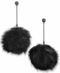 black pom pom earrings - Google Search