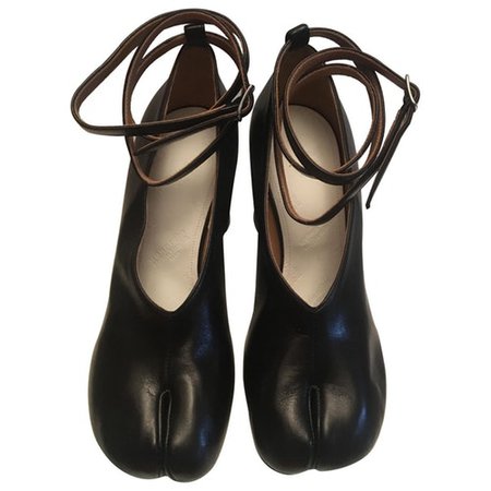 Tabi leather heels Maison Martin Margiela Black size 38 EU in Leather - 8875843