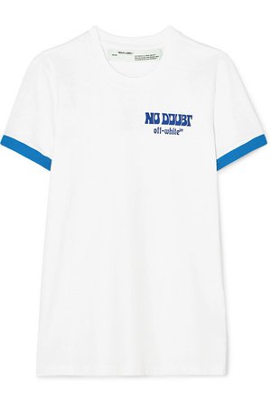 Off-White | Flocked cotton-jersey T-shirt | NET-A-PORTER.COM