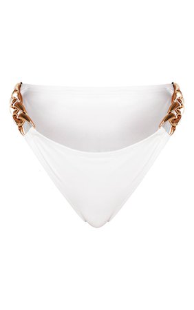 White Chunky Chain Double Strap Bikini Bottom | PrettyLittleThing USA