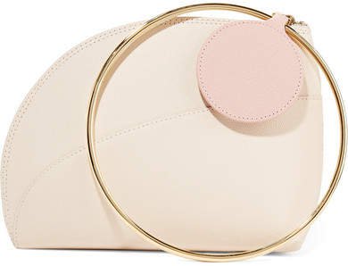 Eartha Small Two-tone Textured-leather Clutch - White