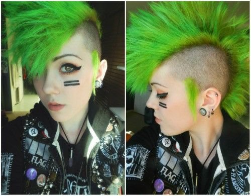green deathhawk hairstyle punk punx
