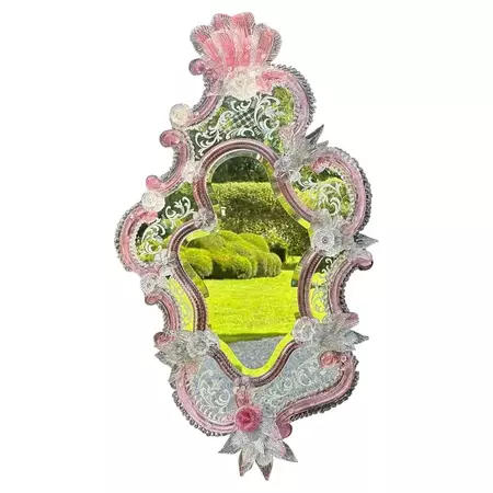 Venetian Mirror In Colorless And Pink Murano Glass, Circa 1880 For Sale at 1stDibs | pink to colourless