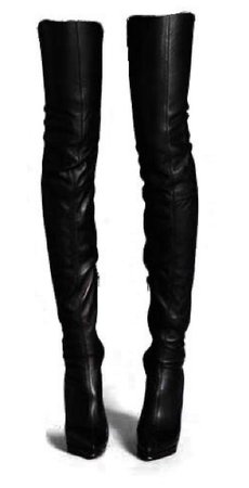 black leather knee boots shoes