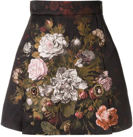 floral jacquard skirt