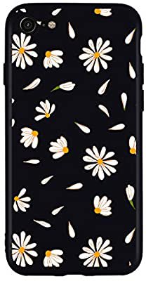 MAYCARI Cute Daisy Flower Case for iPhone 6 Plus/iPhone 6s Plus, Full Protective Soft Silicone Rubber Matte TPU Cover Slim Fit Phone Case for Men Women Girls - Black: Amazon.co.uk: Electronics