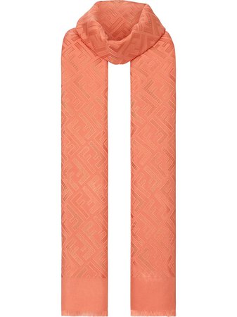 Shop orange Fendi jacquard monogram scarf with Express Delivery - Farfetch
