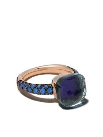 Pomellato 18Kt Rose And White Gold Nudo Lapis Lazuli And Topaz Ring | Farfetch.com