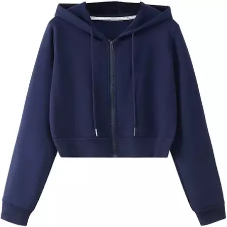 navy blue cropped zip up hoodie - Google Search