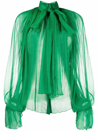green chiffon blouse