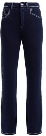 Barrie - Denim Suit Straight Leg Cashmere Trousers - Womens - Navy White