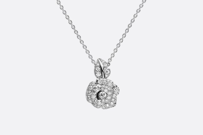 SMALL ROSE DIOR BAGATELLE NECKLACE IN WHITE GOLD