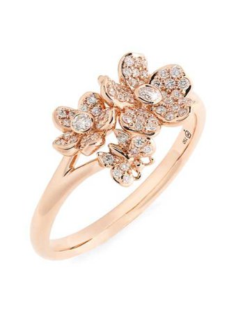 rose gold floral ring