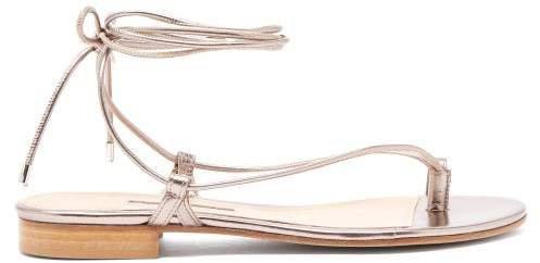 Ava Wrap Around Metallic Leather Sandals - Womens - Gold