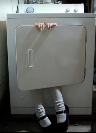 girl inside a washing machine