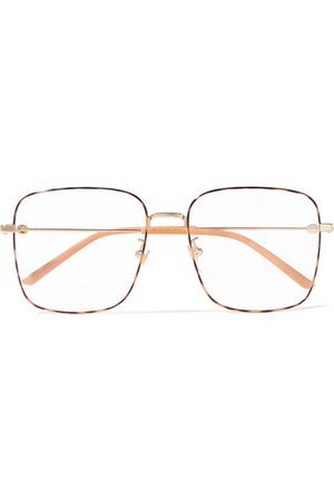 Gucci | Square-frame gold-tone and tortoiseshell acetate optical glasses | NET-A-PORTER.COM