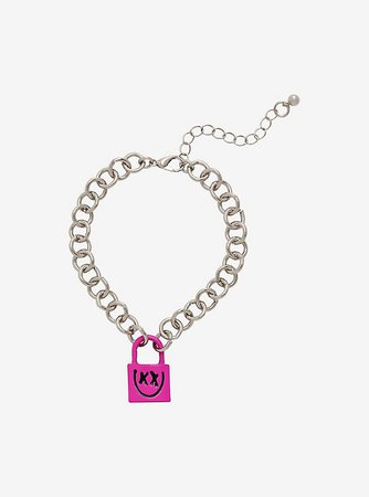 Yungblud Pink Padlock Chain Bracelet