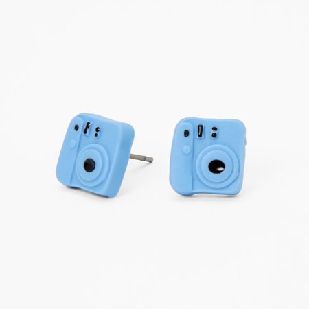 Camera Stud Earrings - Blue | Claire's US